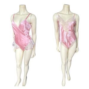 Vintage Victorias Secret Set Pink Satin Flutter Sissy Panties & Camisole Small